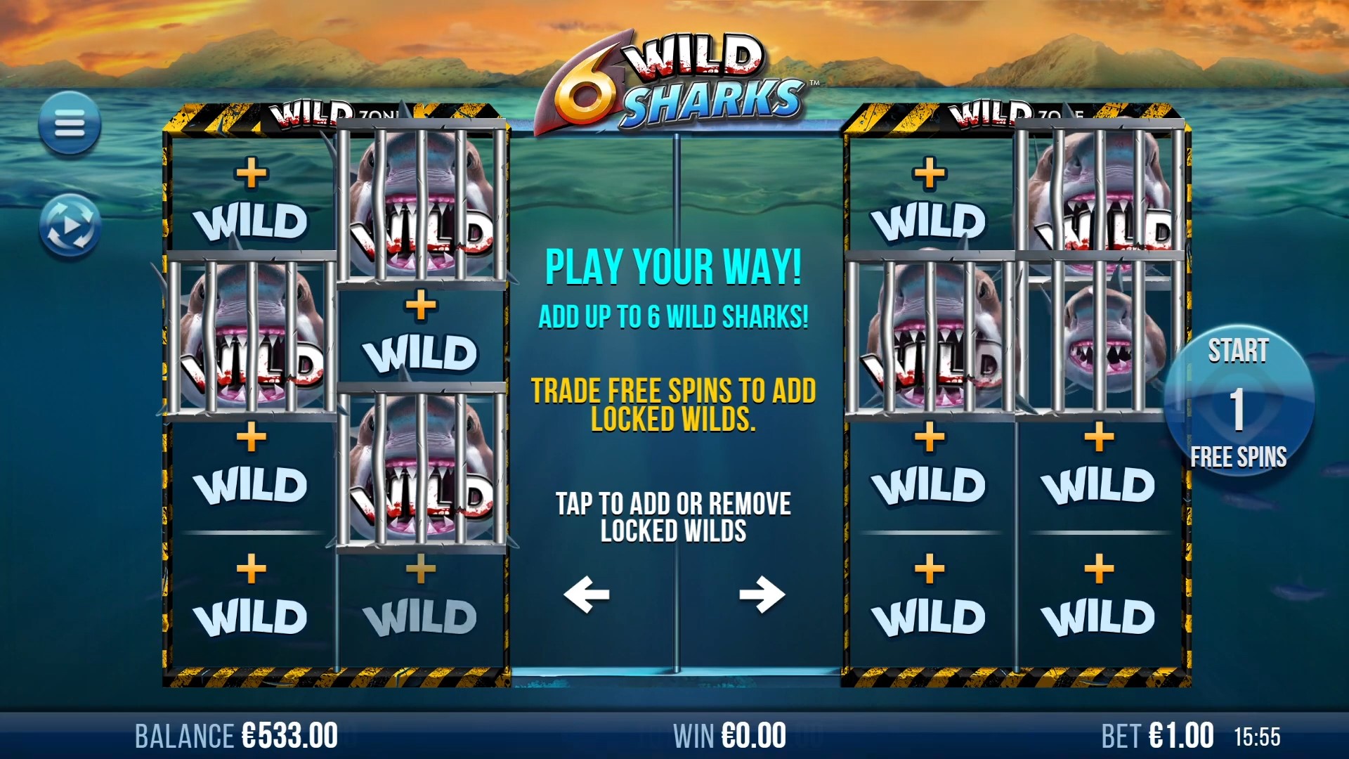 Play 6 Wild Sharks, Online Slot