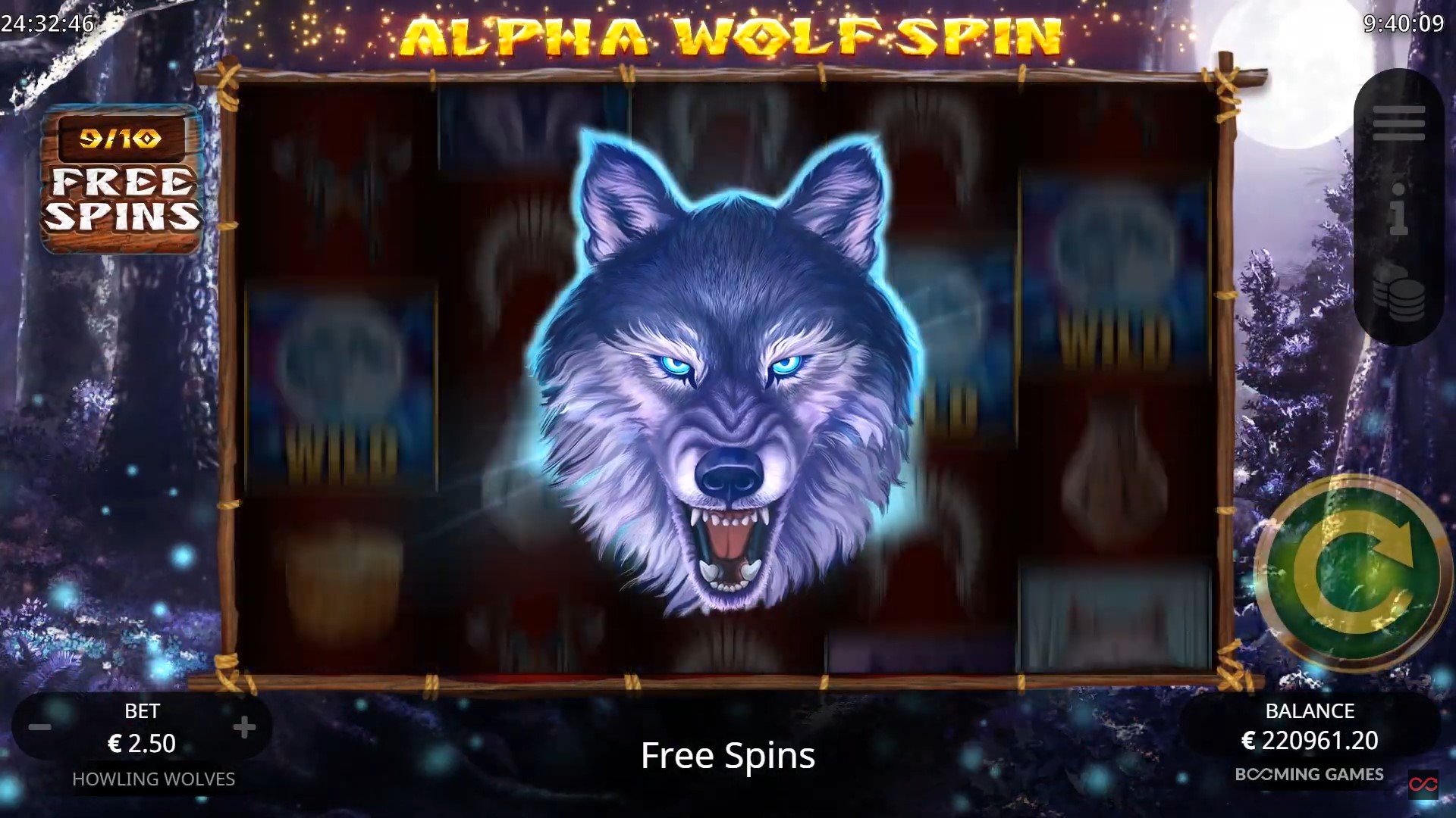 Howling Wolves Alpha spin Booming Games