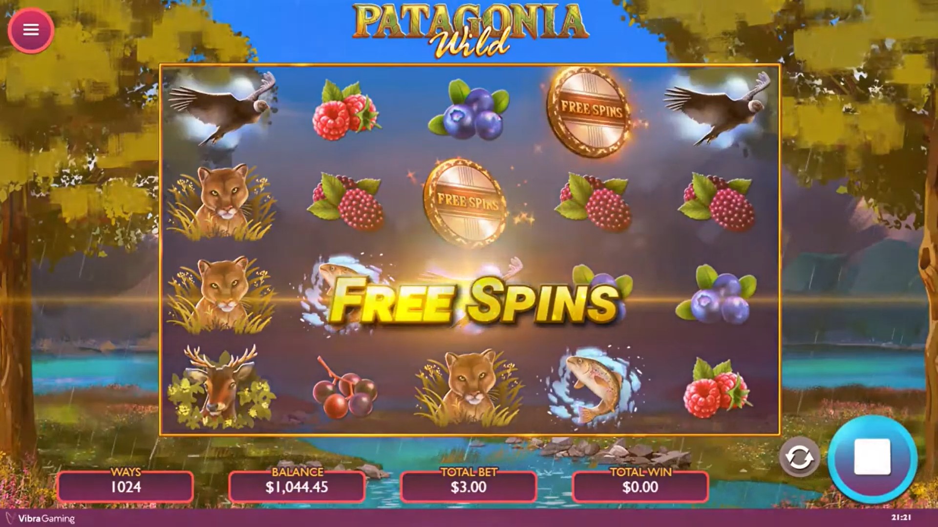 Patagonia Wild free spins Vibra Gaming