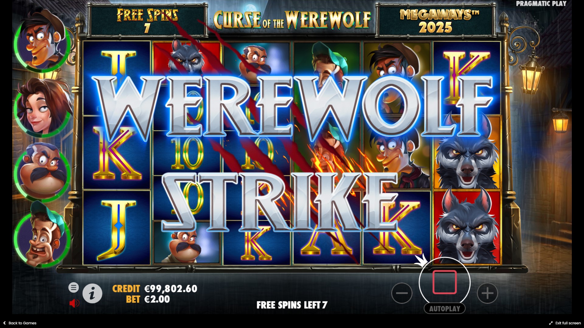 Curse of the Werewolf strike Pragmatic Play