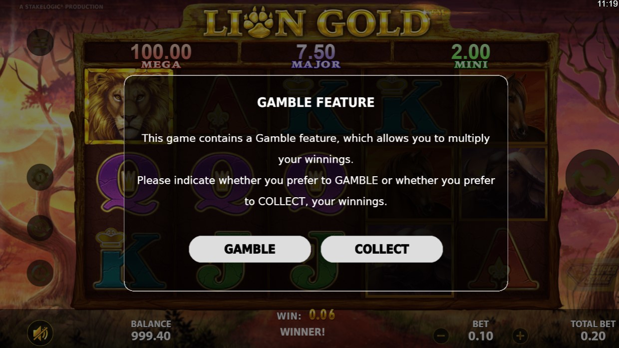 Lion Gold gamble Stakelogic