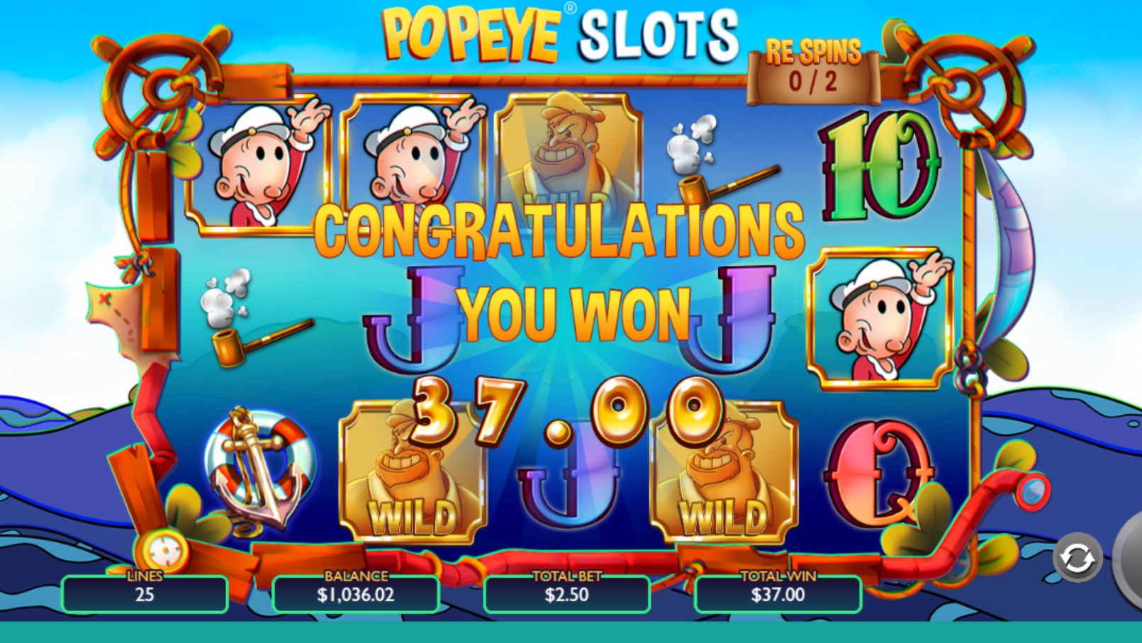 Popeye Slots wild win 2 Vibra Gaming