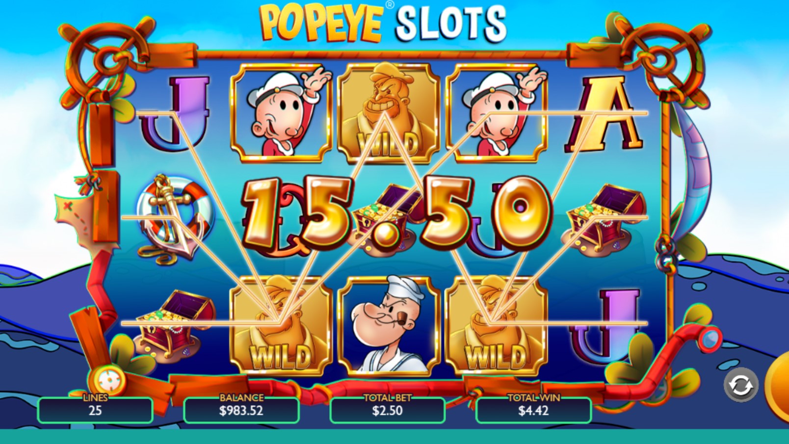 Popeye Slots wild win Vibra Gaming