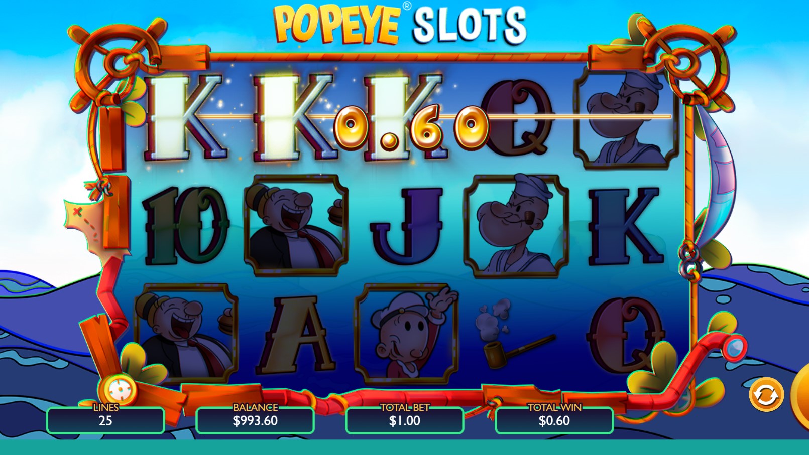 Popeye Slots win Vibra Gaming