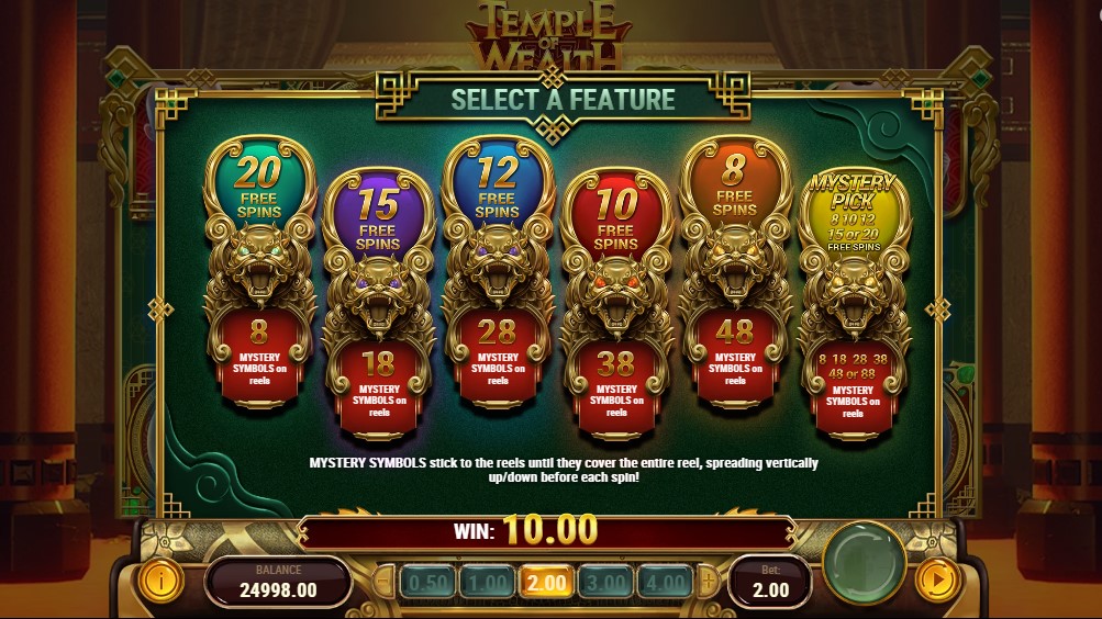 Temple of Wealth feature Playn GO
