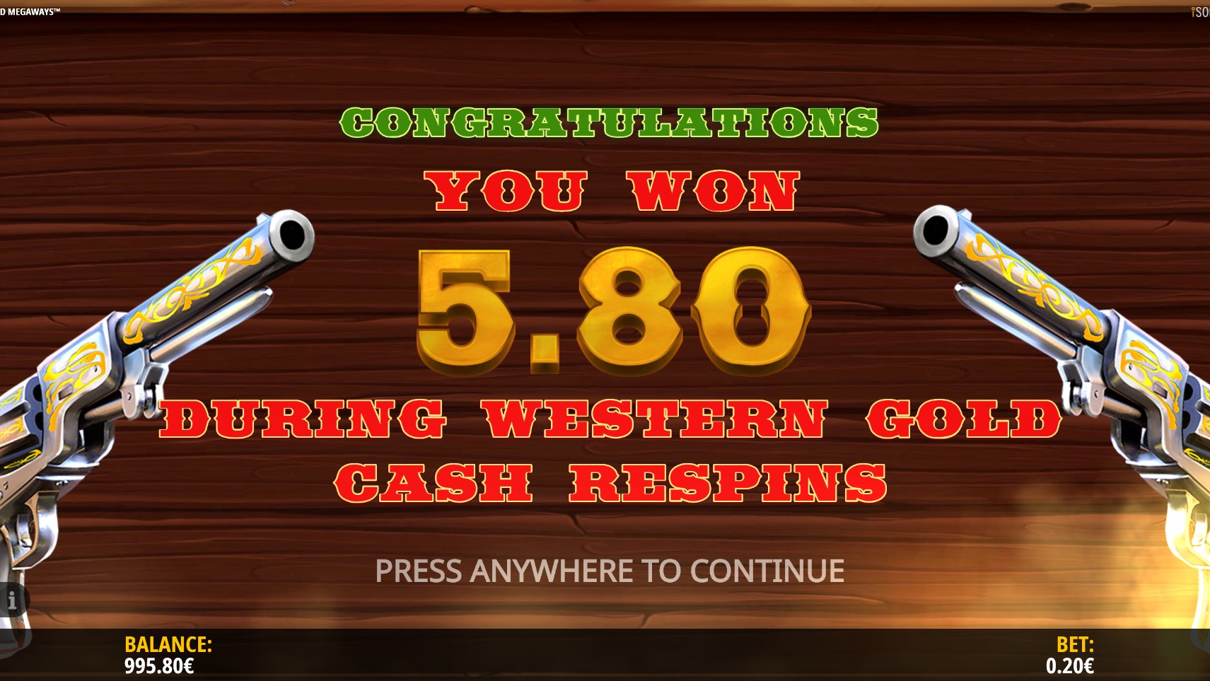 Western Gold Megaways respin win iSoftBet