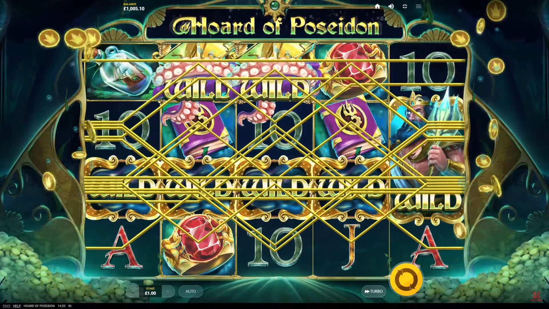 Hoard of Poseidon win Red Tiger