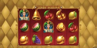 Grid for Lucksome's latest slot title Joker Maxima, powered y Blueprint Gaming