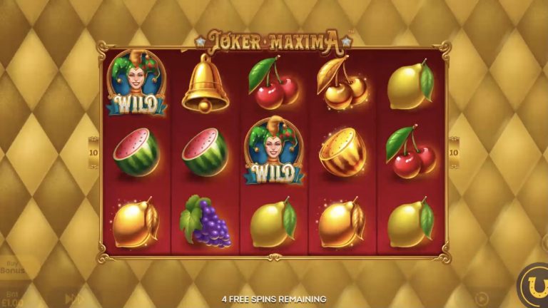 Grid for Lucksome's latest slot title Joker Maxima, powered y Blueprint Gaming