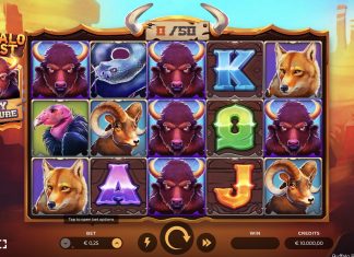 Buffalo Boost is a 5x3, 25-payline video slot with features including a Buy Feature, Free Spins, Random Wilds and a Collect Feature.