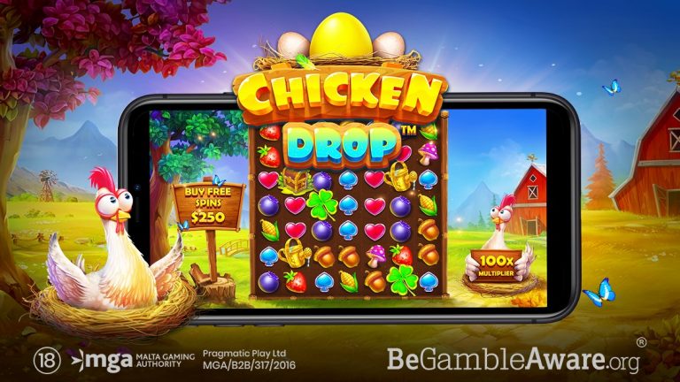 Chicken Drop is 7x7, cluster pay title that incorporates tumble and progressive features along with free spins and a Buy Feature.