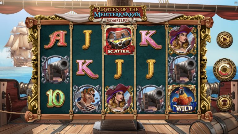 Pirates of the Mediterranean Remastered is a 5x3, 10-payline video slot including features such as random walking wilds, free spins and a ladder gamble.