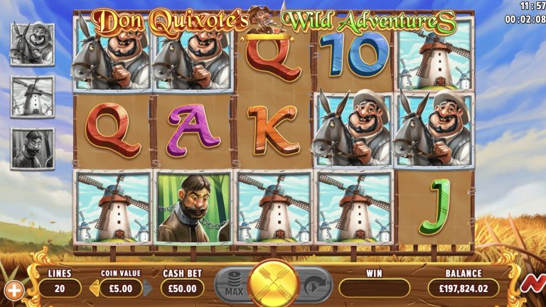 Don Quixote's Wild Adventures is a 5x3, 20-payline video slot with features including prisoner, windmill and Lady Love wild patterns.