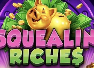Squealin’ Riches is a 5x4, 1,024-payline video slot with features including a free spins wheel, a mystery wheel, a jackpot and LockNWin.