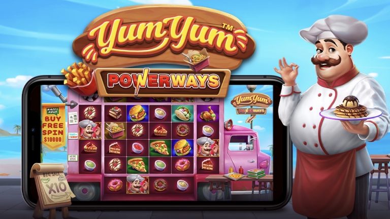 Yum Yum Powerways is a 4x4, 16.384-payline video slot with additional outer reels and other features such as respins and a gamble bonus.