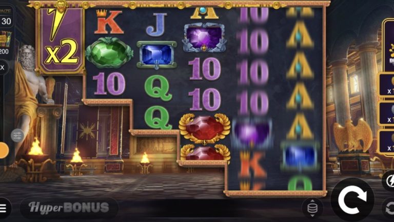 Jewels of Jupiter is a 6x2-6, 60-payline video slot with features including a free spins game, random wilds and a hyper bonus.