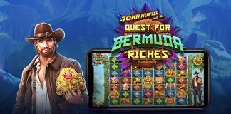 John Hunter and the Quest for Bermuda Riches is a 7x7, cluster-pays slot with features including tumbling wins, cursed wilds and free spins.
