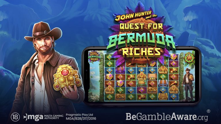 John Hunter and the Quest for Bermuda Riches is a 7x7, cluster-pays slot with features including tumbling wins, cursed wilds and free spins.