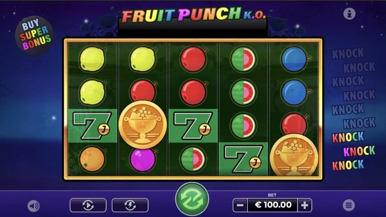 Fruit Punch K.O. is a 5x4, 20-payline video slot with features including an automated knockout feature and a bonus and super bonus game.