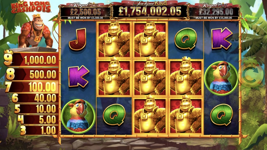 King Kong Cashpots is a 5x3, 20-payline video slot which incorporates the studio’s Jackpot King progressive system and seven cash prizes