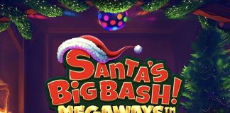 Santa’s Big Bash Megaways is a 6x2-7 slot with up to 117,649 ways to win and incorporates a maximum win potential of up to x25,000 the bet