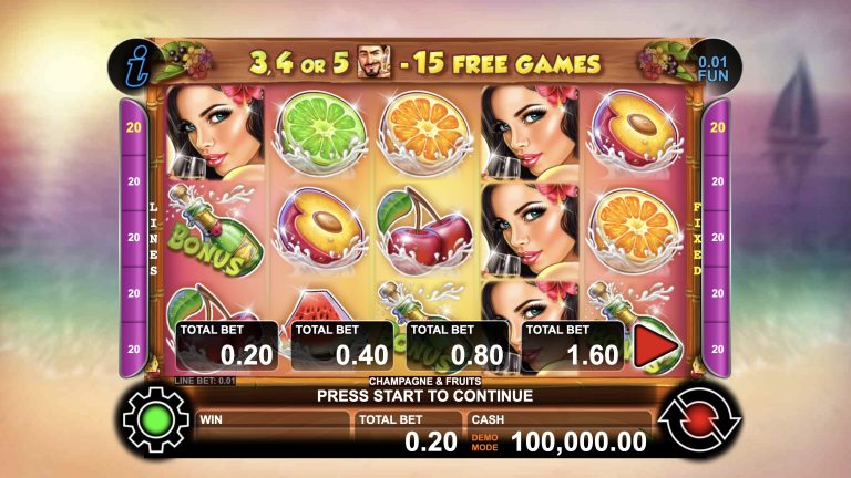 Champagne and Fruits is a 5x3, 20-payline video slot that incorporates a maximum win potential of up to x16,980 the bet. 