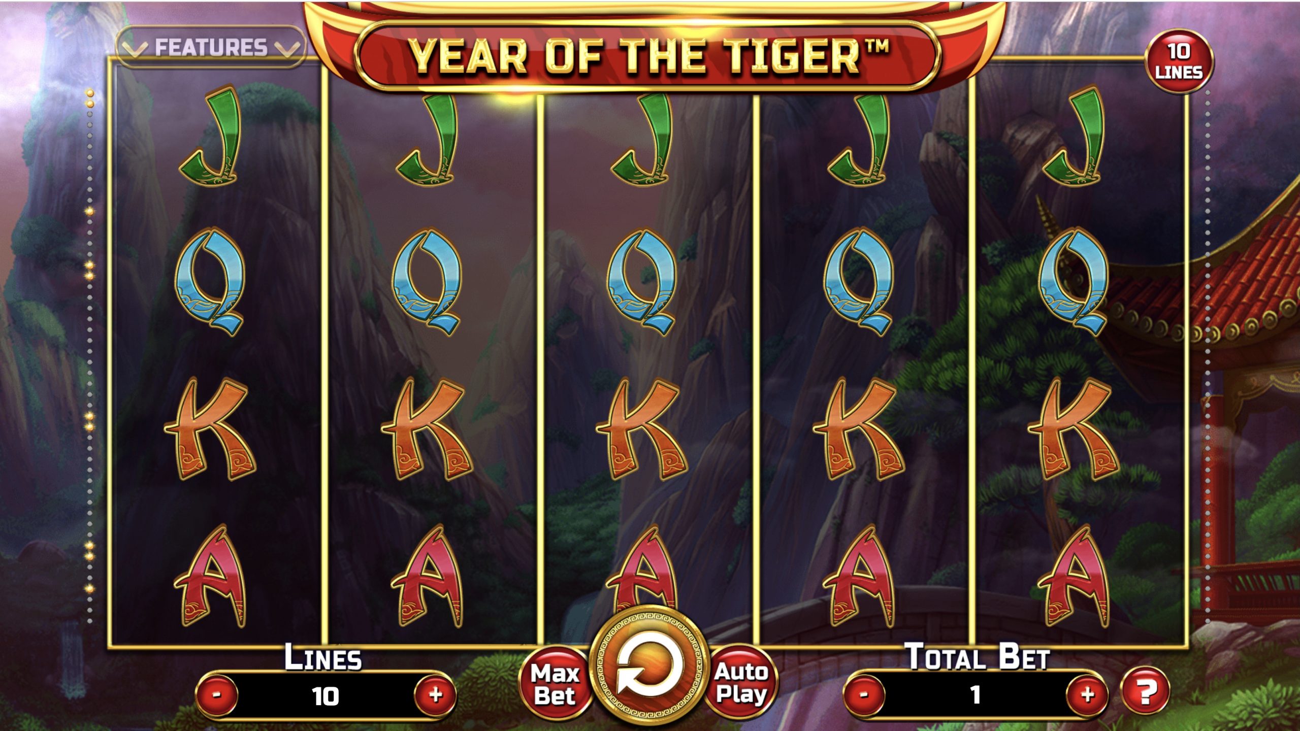Year of the Tiger is a 5x4, 10-100 payline video slot which incorporates a maximum win potential of up to x2,000 the bet.