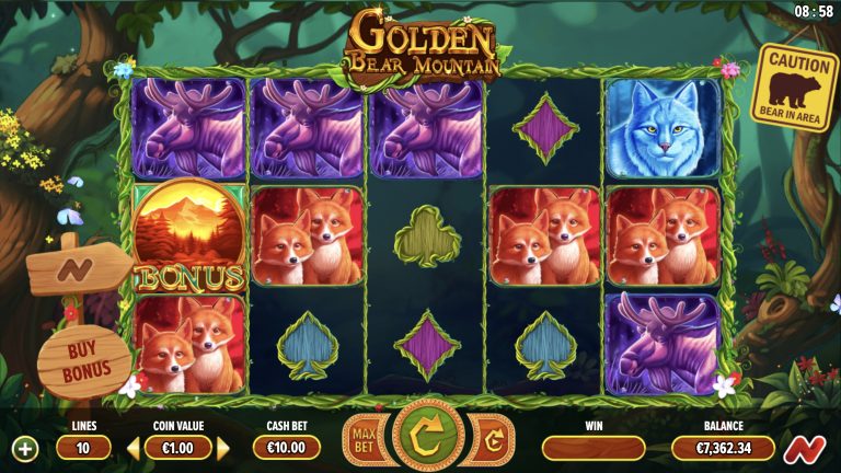 Golden Bear Mountains is a 5x3, 10-payline video slot that incorporates a maximum win potential of up to x5,000 the bet.