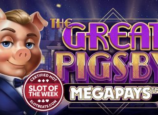 Relax Gaming has earned our SOTW accolade with its squealing twist on an F. Scott Fitzgerald literature classic with The Great Pigsby Megapays