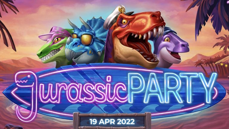 Jurassic Party is a 7x7, cluster-pays video slot that incorporates a maximum win potential of up to x20,000 the bet.