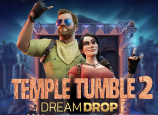 Temple Tumble 2 Dream Drop is a 6x6, 46,656-payline video slot incorporating a maximum win potential of up to x10,045 the bet. 