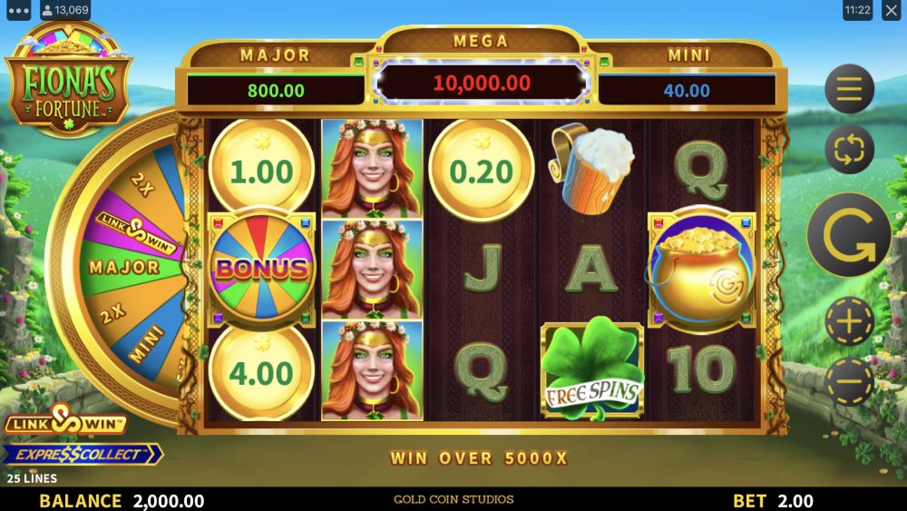 Fiona’s Fortune is a 5x3, 25-payline video slot that incorporates a maximum win potential over x5,000 the bet.