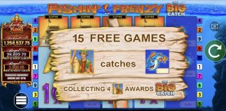 Fishin’ Frenzy: The Big Catch Jackpot King is a 5x3, 10-payline video slot that incorporates a max win potential of up to x50,000 the bet.