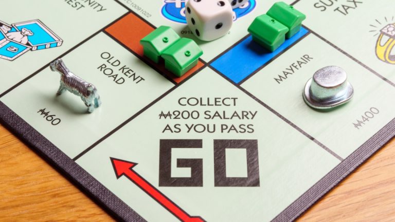 Close up on Monopoly gaming board