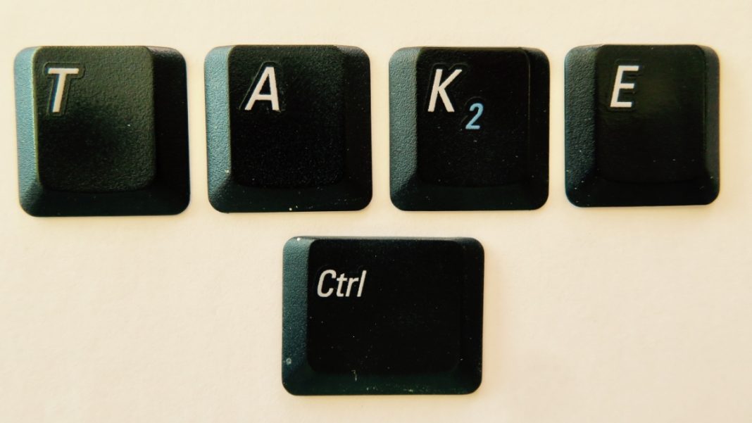 Take control spelled out using keyboard keys