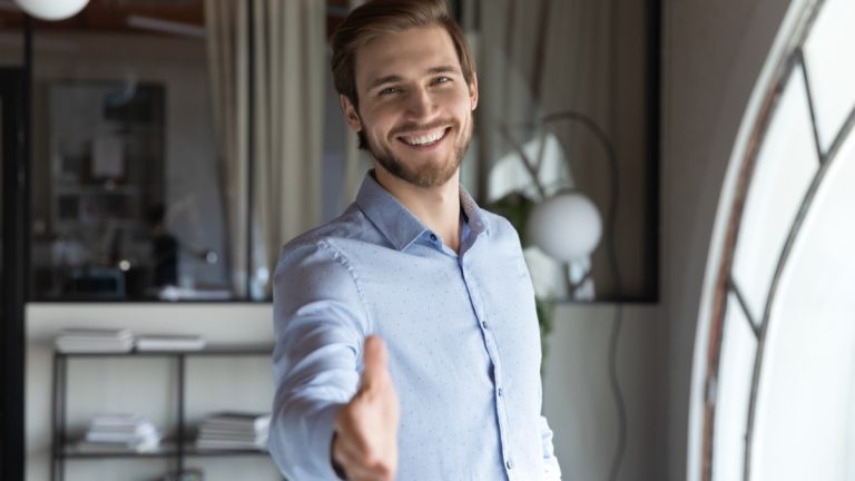 Man offers handshake