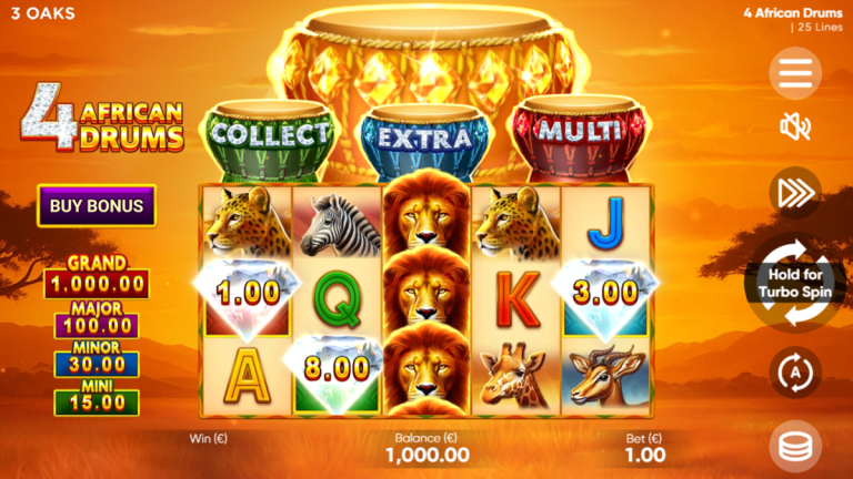 4 African Drums – 3 Oaks Gaming