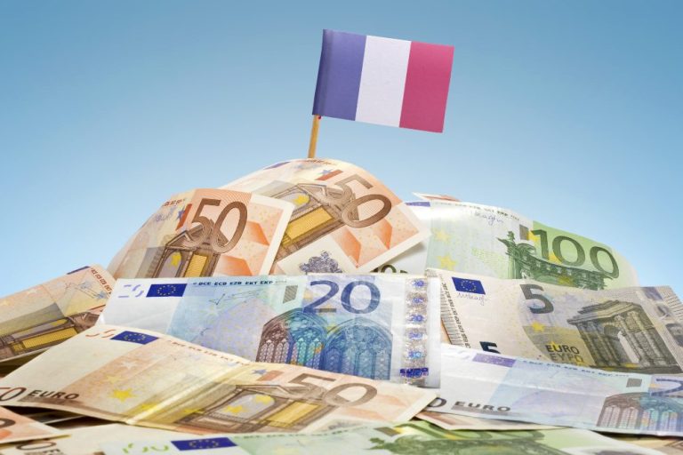 French flag on euros currency