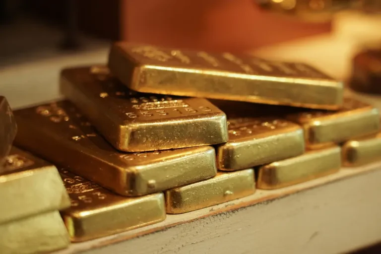 Close up of gold ingots