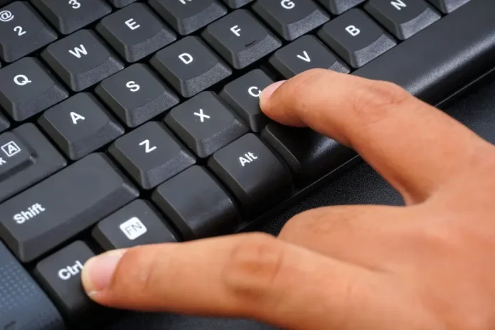 Person pressing ctrl c